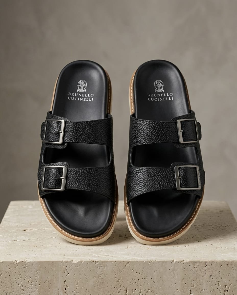 Brunello Cucinelli Flip Flop Black Beige 5245