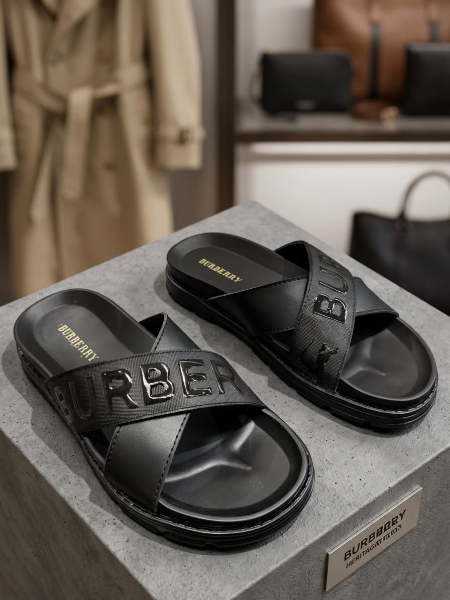 Burberry Chappal Black CAS-1 5614
