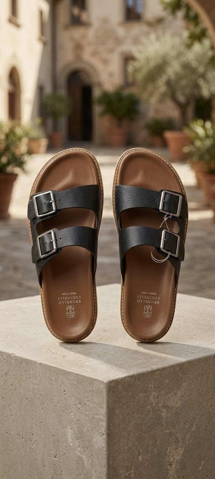 Brunello Cucinelli Flip Flop Black Brown 5244