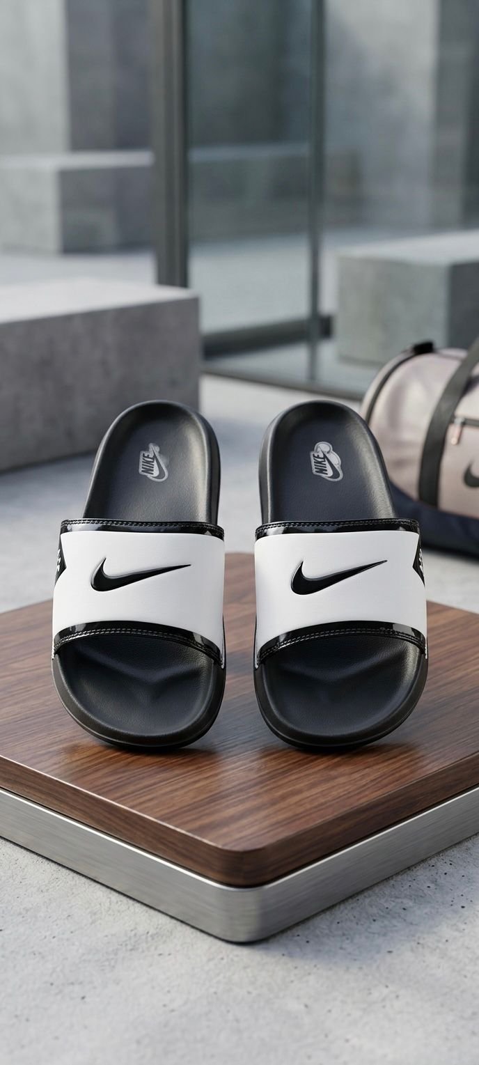 Nike Flip Flop White Black 5093